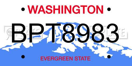 BPT8983 Washington License Plate