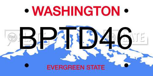 BPTD46 Washington License Plate