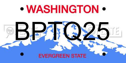 BPTQ25 Washington License Plate