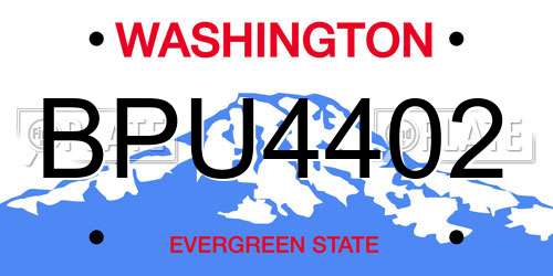 BPU4402 Washington License Plate