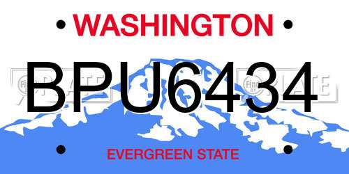 BPU6434 Washington License Plate