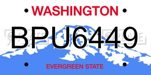BPU6449 Washington License Plate