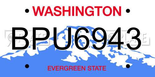 BPU6943 Washington License Plate