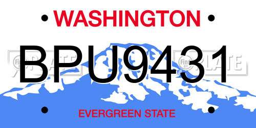 BPU9431 Washington License Plate