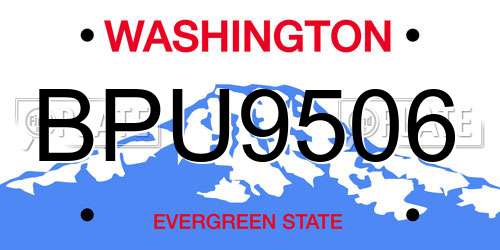 BPU9506 Washington License Plate