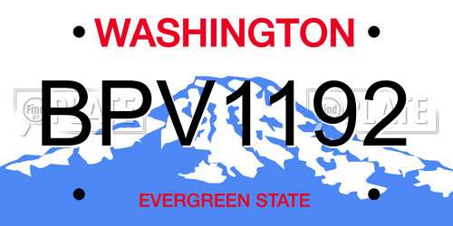 BPV1192 Washington License Plate
