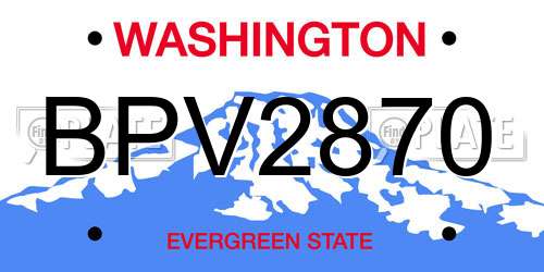 BPV2870 Washington License Plate
