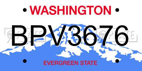 BPV3676 Washington License Plate