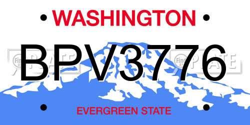 BPV3776 Washington License Plate