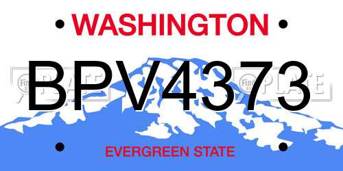 BPV4373 Washington License Plate