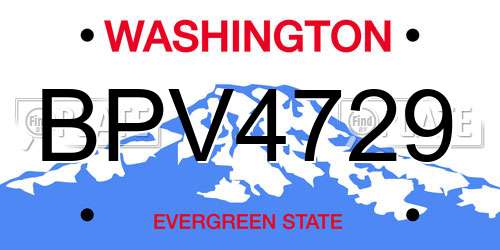 BPV4729 Washington License Plate