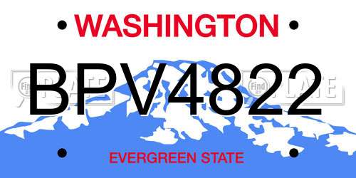 BPV4822 Washington License Plate
