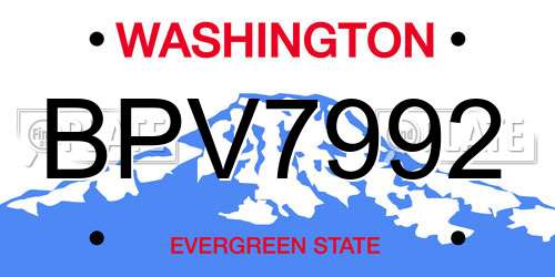 BPV7992 Washington License Plate