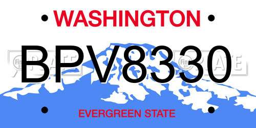 BPV8330 Washington License Plate