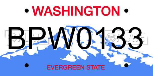 BPW0133 Washington License Plate