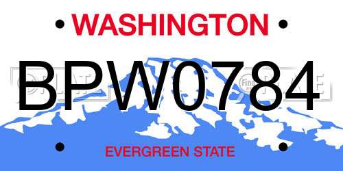 BPW0784 Washington License Plate