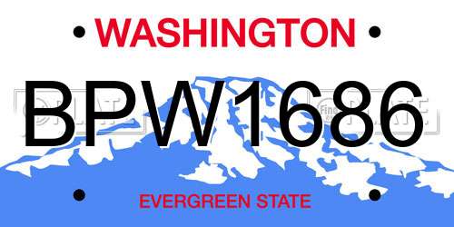 BPW1686 Washington License Plate