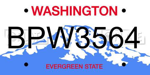 BPW3564 Washington License Plate