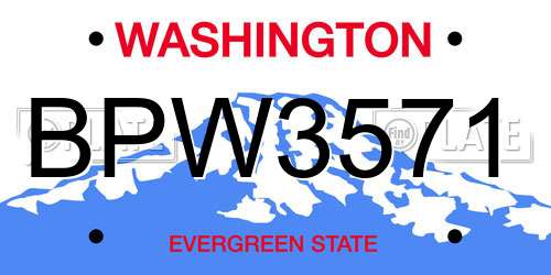 BPW3571 Washington License Plate