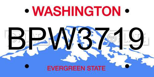 BPW3719 Washington License Plate