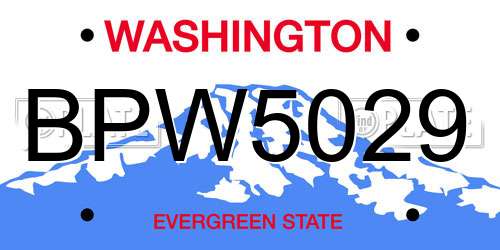 BPW5029 Washington License Plate