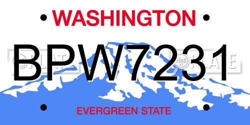 BPW7231 Washington License Plate