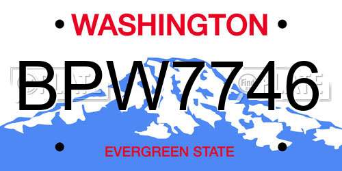 BPW7746 Washington License Plate