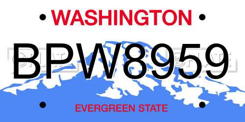 BPW8959 Washington License Plate