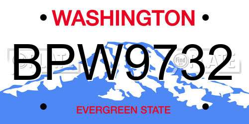 BPW9732 Washington License Plate