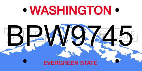 BPW9745 Washington License Plate