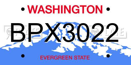 BPX3022 Washington License Plate