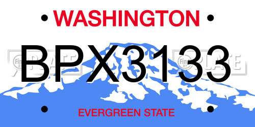 BPX3133 Washington License Plate
