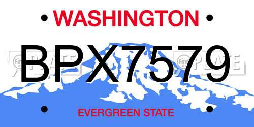 BPX7579 Washington License Plate