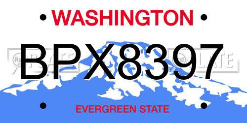 BPX8397 Washington License Plate