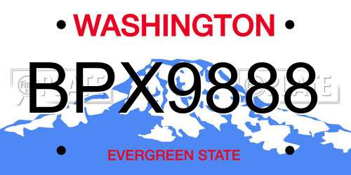 BPX9888 Washington License Plate