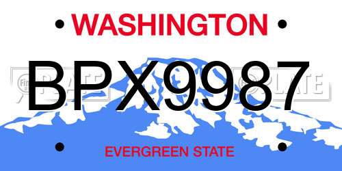 BPX9987 Washington License Plate
