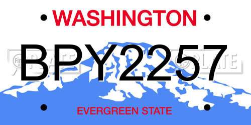 BPY2257 Washington License Plate