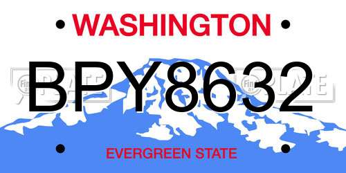 BPY8632 Washington License Plate