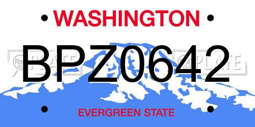 BPZ0642 Washington License Plate