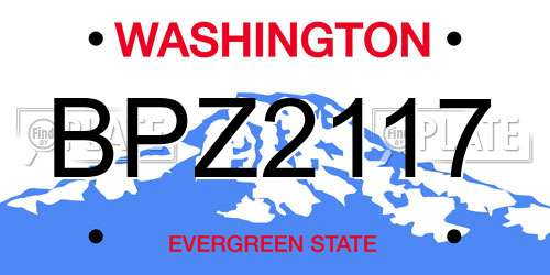 BPZ2117 Washington License Plate