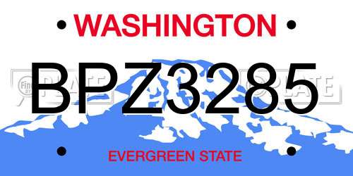 BPZ3285 Washington License Plate