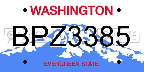 BPZ3385 Washington License Plate