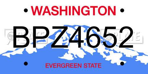 BPZ4652 Washington License Plate