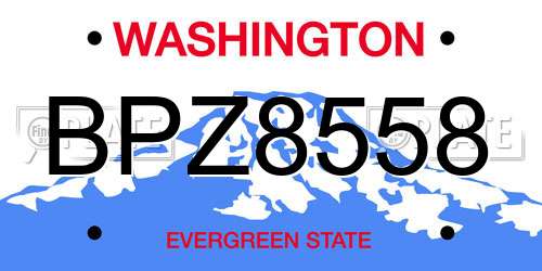 BPZ8558 Washington License Plate