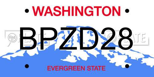 BPZD28 Washington License Plate