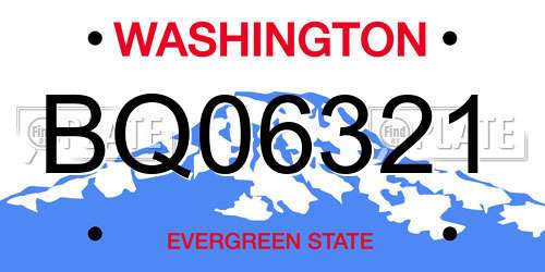 BQ06321 Washington License Plate