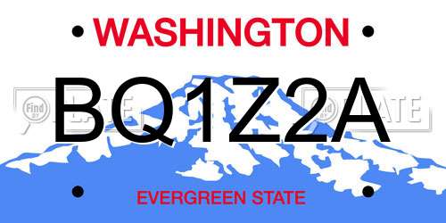 BQ1Z2A Washington License Plate