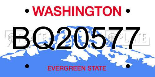 BQ20577 Washington License Plate
