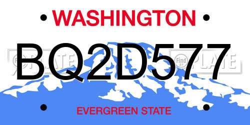 BQ2D577 Washington License Plate
