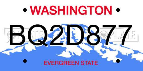 BQ2D877 Washington License Plate